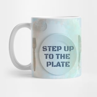 Step up to the plate design with knife and fork Mug